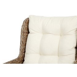 Elegant og funktionel vedligeholdelsesfri hjrygget havestol i aluminium og natur rattan med hynder