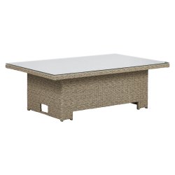 Elisa sofast med hjde indstillelig bord, sofa og 2 stole. Natur polyratttan