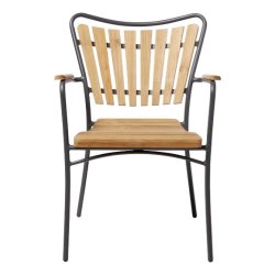 Elegant Ella haves�t � �110 cm teakbord i antracit med 4 stabelstole
