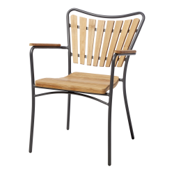 Ella havembelst. aluminium og teak. Bord  130 cm + 5 stole. vlg mellem antracit el. hvid