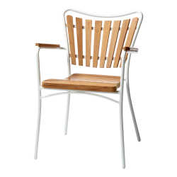 Ella havembelst. aluminium og teak. Bord  130 cm + 5 stole. vlg mellem antracit el. hvid