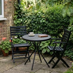 Esther cafebord i sort metal med vejrbestandig werzalitbordplade - �60 cm