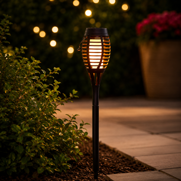 Lille Solar Fakkel �7,5 � H50,5 cm � Hyggelig LED Havebelysning
