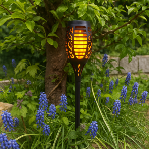 Solcelle fakkel 12 LED - HYGGELIG lys til have 