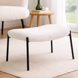 Glasgow fodskammel i hvid teddy