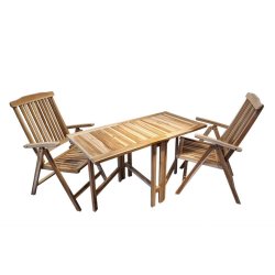 Foldbart cafest med positionsstole i silverteak til to - Model: Bounty