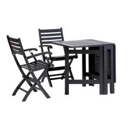 Fjrilsset - fllbord + 4 fllbara stolar - mattsvart