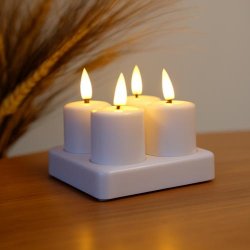 4 Stk. H�je og Stilfulde Genopladelige LED Fyrfadslys � USB Kabel og oplader medf�lger