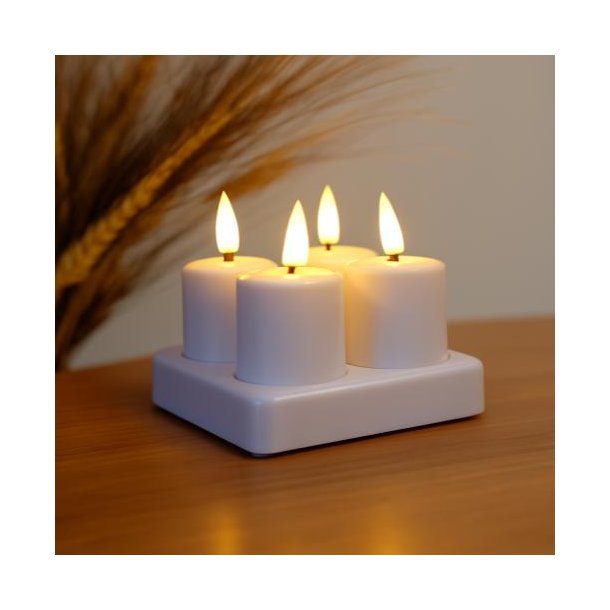 4 Stk. H�je og Stilfulde Genopladelige LED Fyrfadslys � USB Kabel og oplader medf�lger