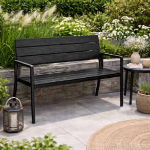 Elegant haveb�nk 2 personers.  M�l: 116 x 85 x 58 cm - Sort UV-beskyttet polywood