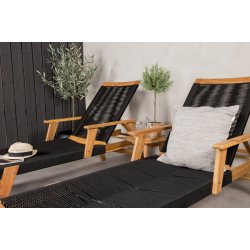 Smukt loungest med to liggestole og sidebord i akacietr - Model: Chania/Little John