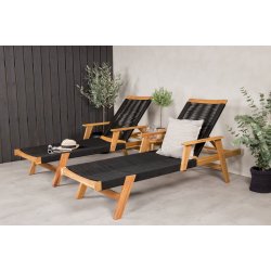 Smukt loungest med to liggestole og sidebord i akacietr - Model: Chania/Little John