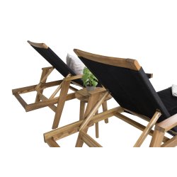 Smukt loungest med to liggestole og sidebord i akacietr - Model: Chania/Little John