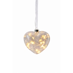 Julehjerte med LED lysk�de - 15 cm - Perfekt til vinduet!