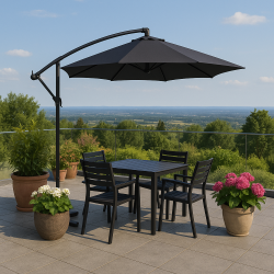 Hngeparasol  3  meter med vandtt polyesterdug + Dug har UV50+ solbeskyttelse.  Model: Malaga