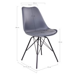 Spisebordsstol i helstbt plast og metal ben. Model: Oslo - vlg farve