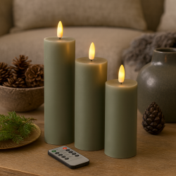 Batteridrevet LED bloklys med 3D v�ge. 12,5, 15 og 17,5 cm. h�j - v�lg farve: