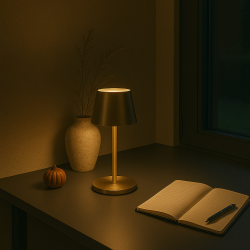 Genopladelig bordlampe m. touchknap - ledningsfri - 7 timer pr. opladning - V�lg farve!