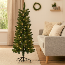 Juletr med LED lys i plastik med metalfod - Vlg strrelse