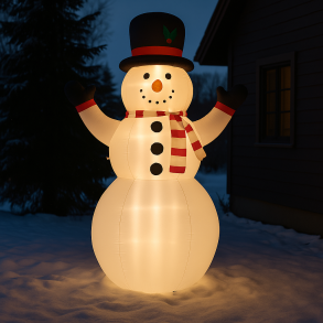 Kmpe oppustelig snemand med 8 LED - 2,4 M - IP44. Til udendrs brug