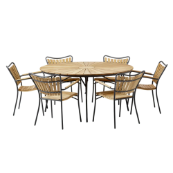 Ella Havembelst i aluminium og gold teak til 6 personer - vlg bord og stoles farve