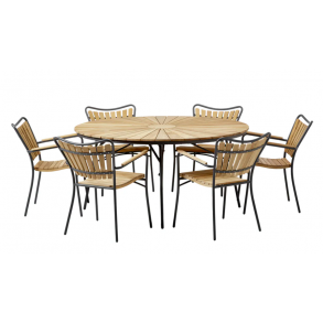 Ella Havembelst i aluminium og gold teak til 6 personer - vlg bord og stoles farve