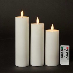 Batteridrevet LED bloklys med 3D v�ge. 12,5, 15 og 17,5 cm. h�j - v�lg farve: