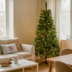 Juletr med LED lys i plastik med metalfod - Vlg strrelse