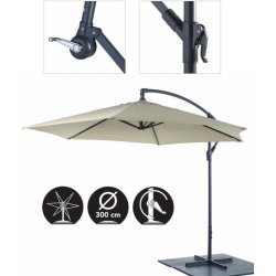 Hngeparasol  3  meter med vandtt polyesterdug + Dug har UV50+ solbeskyttelse.  Model: Malaga
