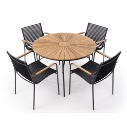 Parma classic st alu og teak m/ 4 stole - vlg bord og stols farve