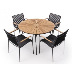 Parma classic st alu og teak m/ 4 stole - vlg bord og stols farve
