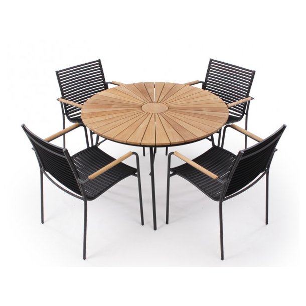 Parma classic set aluminium och teak m/ 4 stolar - vlj frg p bord och stolar