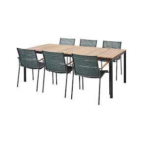 Gold teak familie-havembelst i modellen Parma med 6 stole