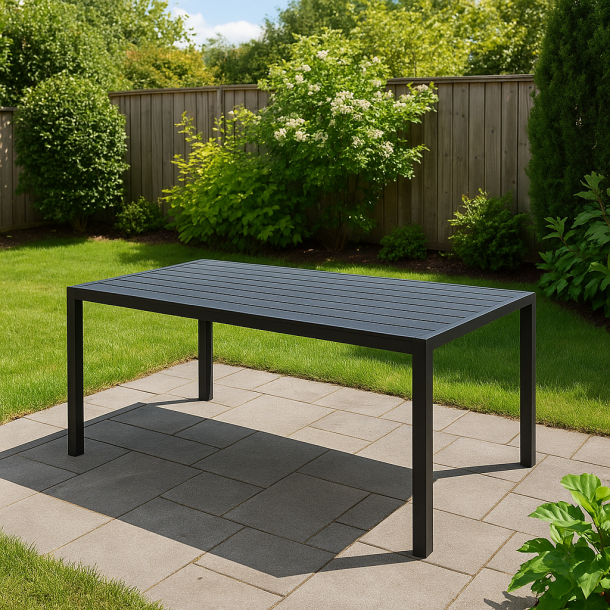 Lyon familie Havebord 6-8 pers. sort nonwood. str, 205x90 cm. 100 % vedligeholdelsesfrit