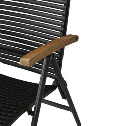 Parma garden 5-positionsstol - Svart med armstd i teak