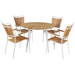 Eva Magnolia Havest med bord : 130 cm + 4 stole - vlg stellets farve