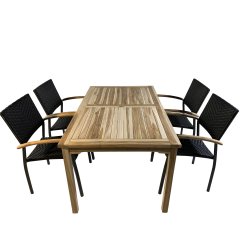 Havembelst med stabelstole i UV-beskyttet polyrattan - Model: Java/Era