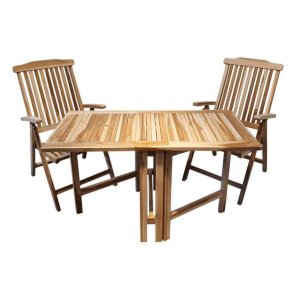 Foldbart cafest med positionsstole i silverteak til to - Model: Bounty