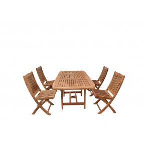 Boston stort havembelst med udtrksbord og foldestole uden armln 4-8 personer