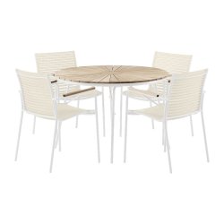 Parma classic st alu og teak m/ 4 stole - vlg bord og stols farve