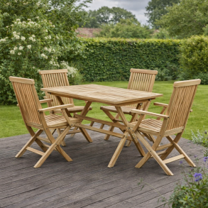 Havem�bels�t - Teak klapbord og 4 havestole med arml�n