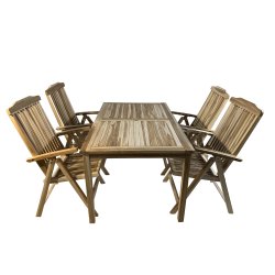 Havembelst med klassisk rektangulrt havebord og positionsstole (4pers) Model: Java/Bounty