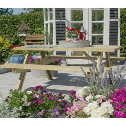 Klassisk bordbnkest kun i tr uden rygln - 6 personer