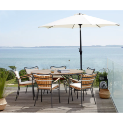 Ella Havembelst i aluminium og gold teak til 6 personer - vlg bord og stoles farve