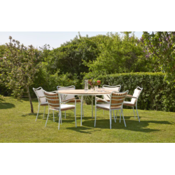 Ella Havembelst i aluminium og gold teak til 6 personer - vlg bord og stoles farve