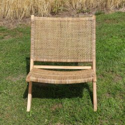 Fllbar loungestol i teak och UV-beskyddad polyrotting - Modell: Miriam