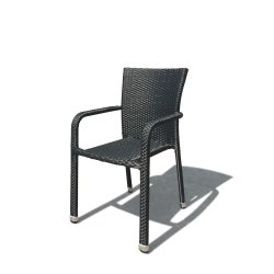 Hadsund/gilleleje sort familiest med 6 stk. luksus stabelstol i UV-beskyttet polyrattan