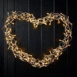 Langtidsholdbar Slv Metal Hjerte LED Lyskde. vlg mellem 2 str.