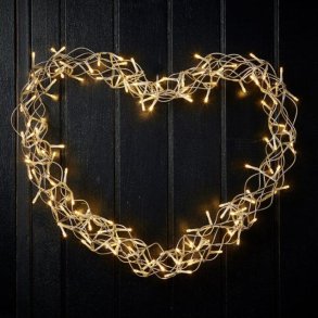 Langtidsholdbar Slv Metal Hjerte LED Lyskde. vlg mellem 2 str.