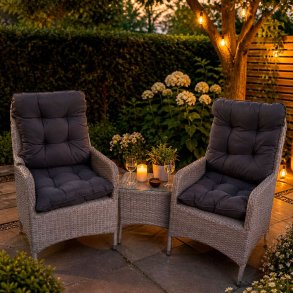 DaCore lounges�t i UV-beskyttet polyrattan - 2 gaslift stole med All-Weather hynder & sidebord -  Gr�